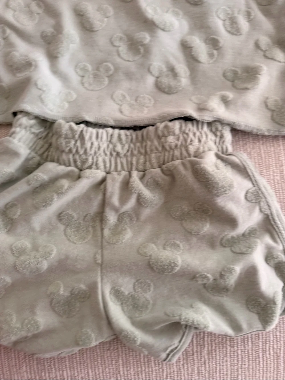 Disney Sage Green Mickey Embossed Short Sleeve Matching Set 5T